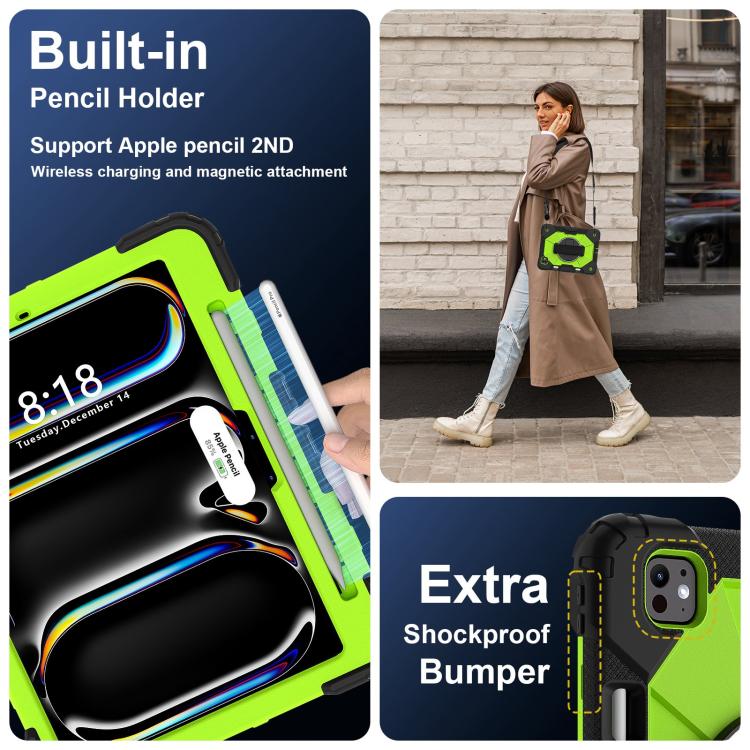 For iPad Pro 11 2024 Contrast Color Robot Silicone Hybrid PC Tablet Case(Black Yellow Green) - iPad Pro 11 2024 Cases by buy2fix | Online Shopping UK | buy2fix