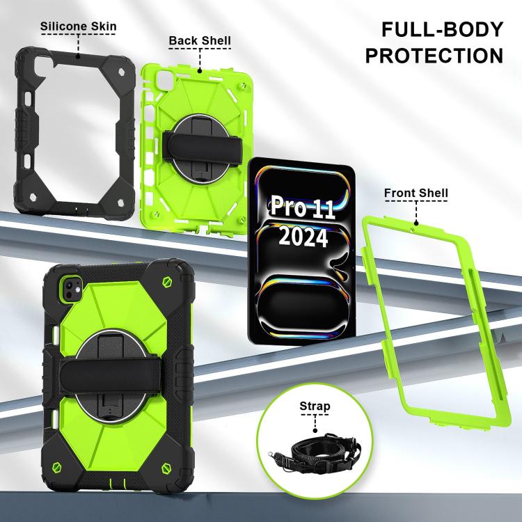 For iPad Pro 11 2024 Contrast Color Robot Silicone Hybrid PC Tablet Case(Black Yellow Green) - iPad Pro 11 2024 Cases by buy2fix | Online Shopping UK | buy2fix