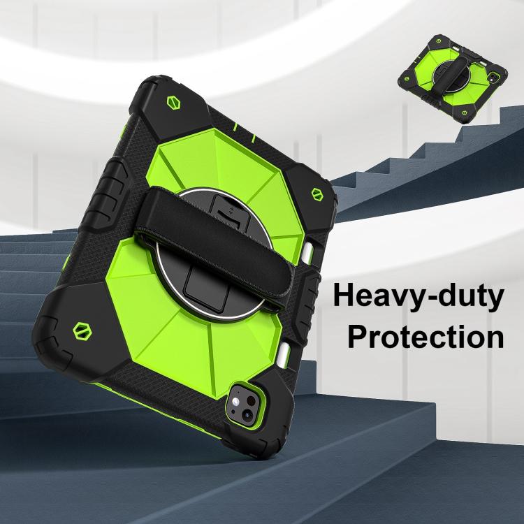 For iPad Pro 11 2024 Contrast Color Robot Silicone Hybrid PC Tablet Case(Black Yellow Green) - iPad Pro 11 2024 Cases by buy2fix | Online Shopping UK | buy2fix