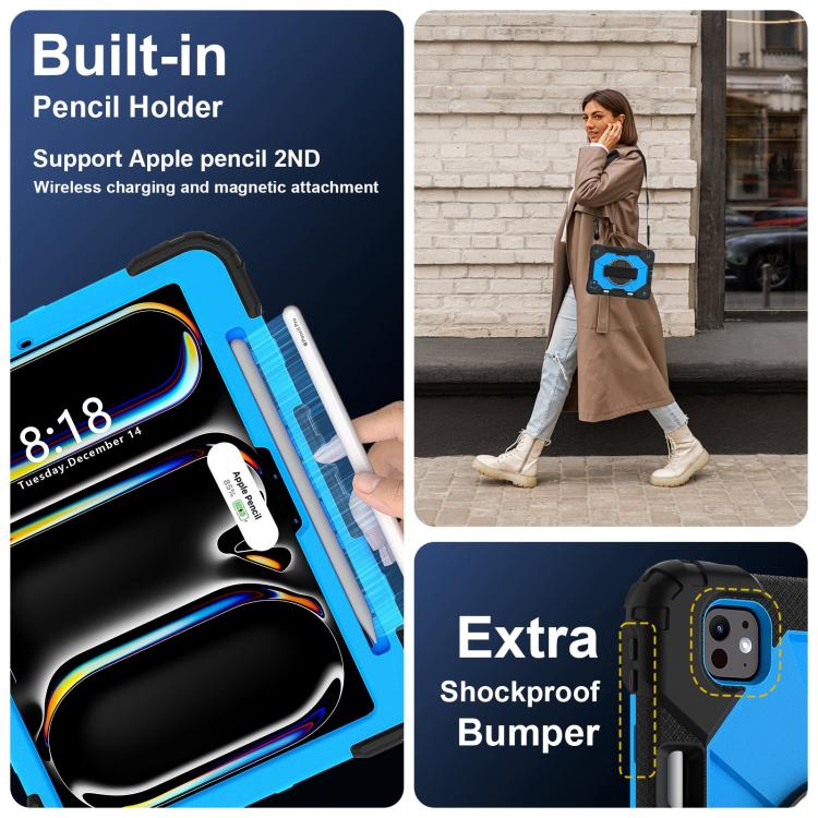 For iPad Pro 11 2024 Contrast Color Robot Silicone Hybrid PC Tablet Case(Black Blue) - iPad Pro 11 2024 Cases by buy2fix | Online Shopping UK | buy2fix
