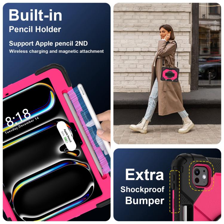 For iPad Pro 11 2024 Contrast Color Robot Silicone Hybrid PC Tablet Case(Black Rose Red) - iPad Pro 11 2024 Cases by buy2fix | Online Shopping UK | buy2fix