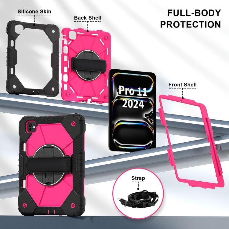 For iPad Pro 11 2024 Contrast Color Robot Silicone Hybrid PC Tablet Case(Black Rose Red) - iPad Pro 11 2024 Cases by buy2fix | Online Shopping UK | buy2fix