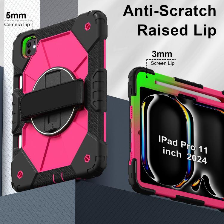 For iPad Pro 11 2024 Contrast Color Robot Silicone Hybrid PC Tablet Case(Black Rose Red) - iPad Pro 11 2024 Cases by buy2fix | Online Shopping UK | buy2fix