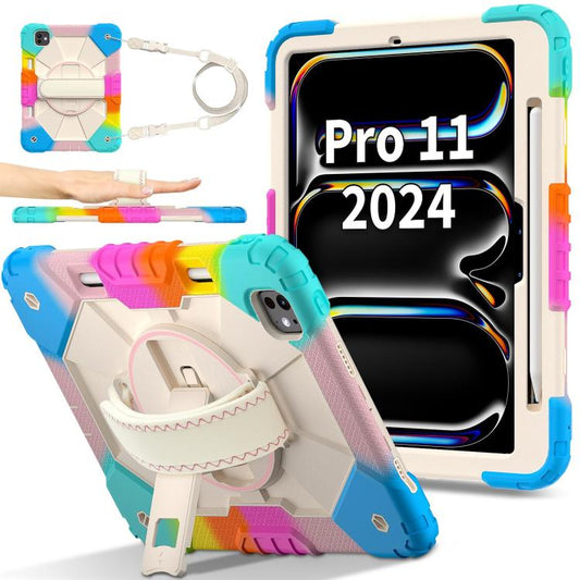 For iPad Pro 11 2024 Contrast Color Robot Silicone Hybrid PC Tablet Case(Colorful Blue) - iPad Pro 11 2024 Cases by buy2fix | Online Shopping UK | buy2fix