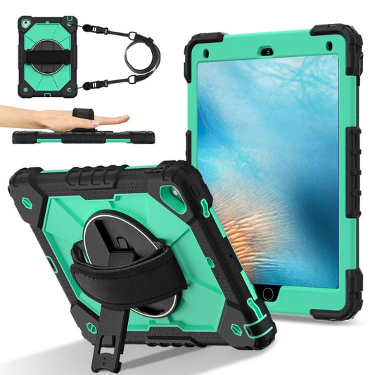 For iPad Pro 9.7 / 9.7 2018 / 2017 Contrast Color Robot Silicone Hybrid PC Tablet Case(Black Mint Green) - iPad 9.7 (2018) & (2017) Cases by buy2fix | Online Shopping UK | buy2fix