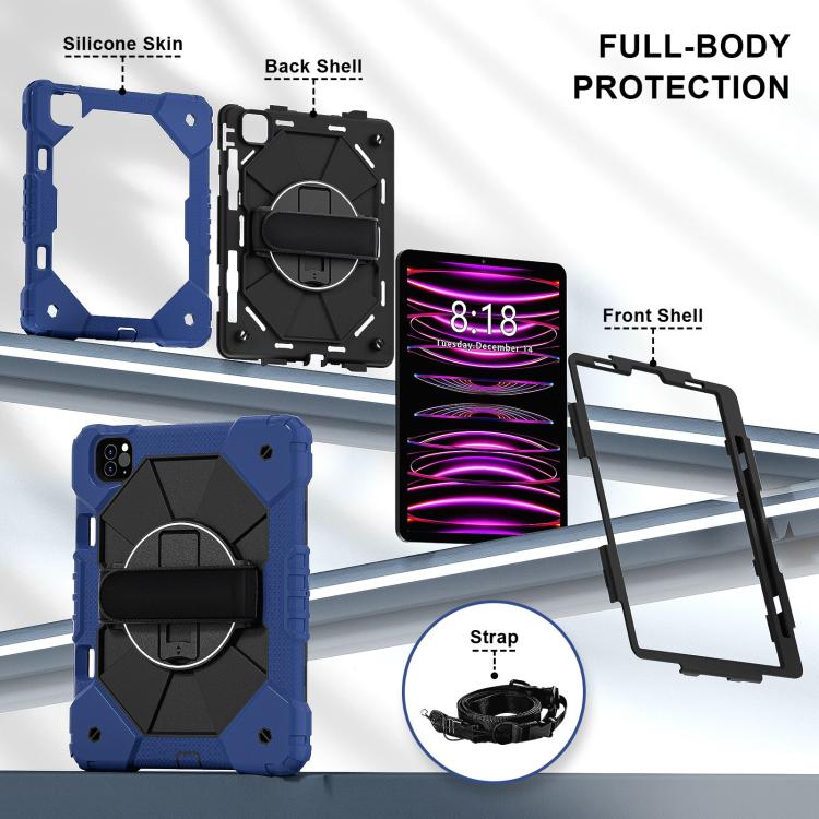 For iPad Air 5 / 4 / Pro 11 Contrast Color Robot Silicone Hybrid PC Tablet Case(Navy Black) - iPad Pro 11 (2022/2021) Cases by buy2fix | Online Shopping UK | buy2fix