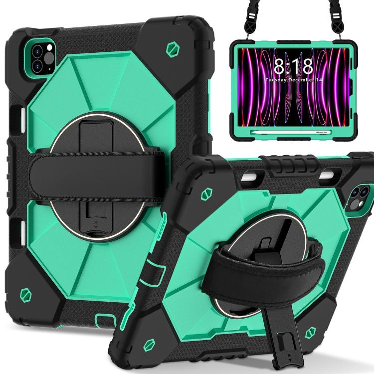 For iPad Air 5 / 4 / Pro 11 Contrast Color Robot Silicone Hybrid PC Tablet Case(Black Mint Green) - iPad Pro 11 (2022/2021) Cases by buy2fix | Online Shopping UK | buy2fix