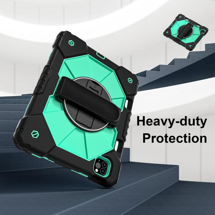 For iPad Air 5 / 4 / Pro 11 Contrast Color Robot Silicone Hybrid PC Tablet Case(Black Mint Green) - iPad Pro 11 (2022/2021) Cases by buy2fix | Online Shopping UK | buy2fix