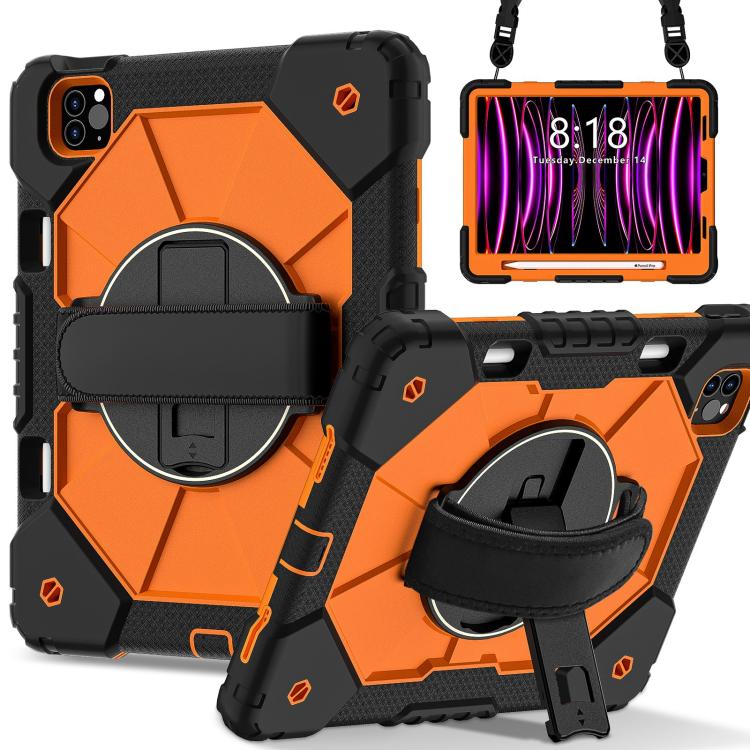 For iPad Air 5 / 4 / Pro 11 Contrast Color Robot Silicone Hybrid PC Tablet Case(Black Orange) - iPad Pro 11 (2022/2021) Cases by buy2fix | Online Shopping UK | buy2fix