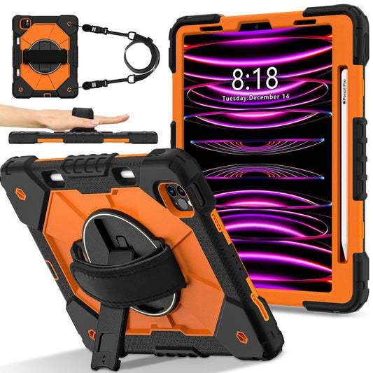For iPad Air 5 / 4 / Pro 11 Contrast Color Robot Silicone Hybrid PC Tablet Case(Black Orange) - iPad Pro 11 (2022/2021) Cases by buy2fix | Online Shopping UK | buy2fix