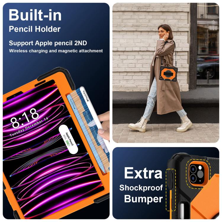 For iPad Air 5 / 4 / Pro 11 Contrast Color Robot Silicone Hybrid PC Tablet Case(Black Orange) - iPad Pro 11 (2022/2021) Cases by buy2fix | Online Shopping UK | buy2fix
