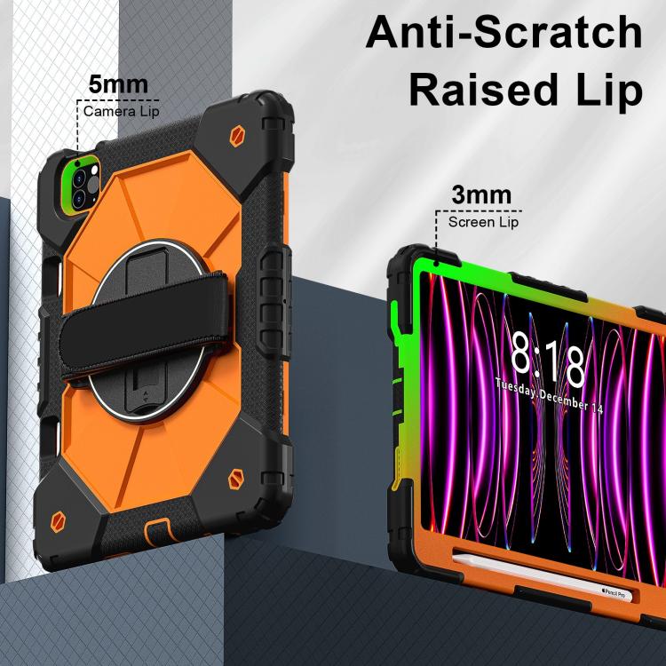 For iPad Air 5 / 4 / Pro 11 Contrast Color Robot Silicone Hybrid PC Tablet Case(Black Orange) - iPad Pro 11 (2022/2021) Cases by buy2fix | Online Shopping UK | buy2fix