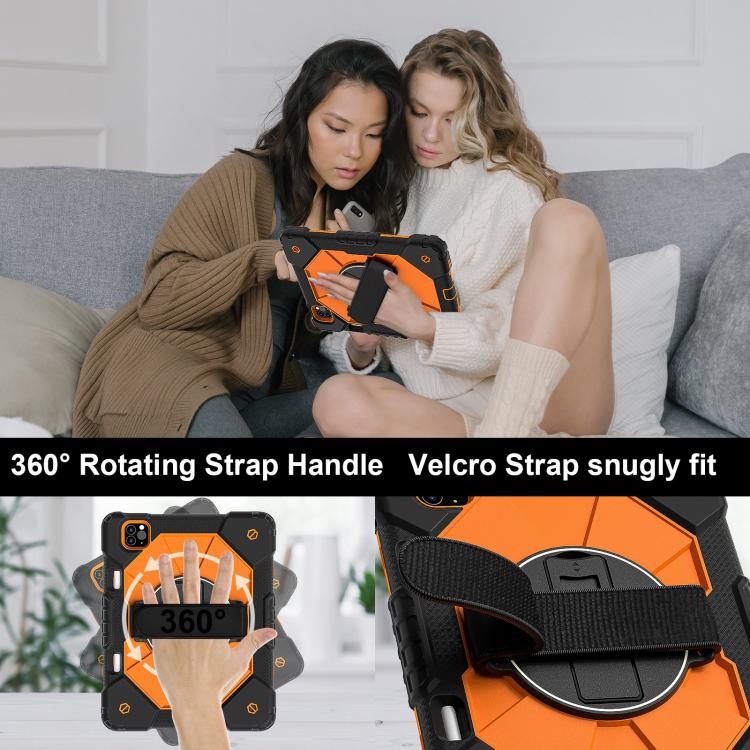 For iPad Air 5 / 4 / Pro 11 Contrast Color Robot Silicone Hybrid PC Tablet Case(Black Orange) - iPad Pro 11 (2022/2021) Cases by buy2fix | Online Shopping UK | buy2fix