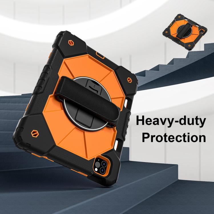 For iPad Air 5 / 4 / Pro 11 Contrast Color Robot Silicone Hybrid PC Tablet Case(Black Orange) - iPad Pro 11 (2022/2021) Cases by buy2fix | Online Shopping UK | buy2fix