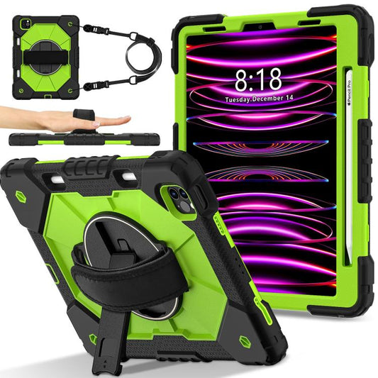 For iPad Air 5 / 4 / Pro 11 Contrast Color Robot Silicone Hybrid PC Tablet Case(Black Yellow Green) - iPad Pro 11 (2022/2021) Cases by buy2fix | Online Shopping UK | buy2fix