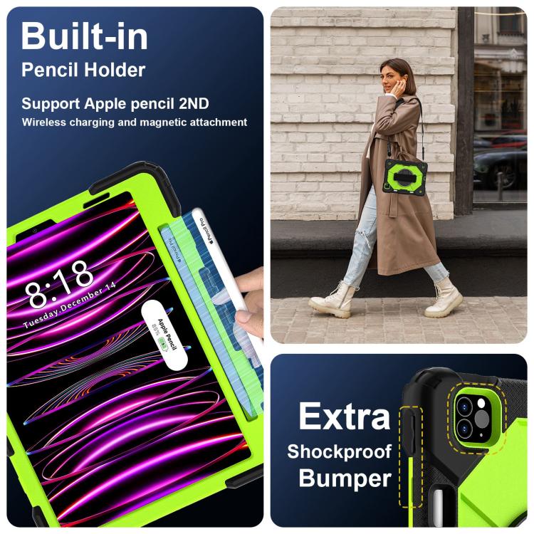 For iPad Air 5 / 4 / Pro 11 Contrast Color Robot Silicone Hybrid PC Tablet Case(Black Yellow Green) - iPad Pro 11 (2022/2021) Cases by buy2fix | Online Shopping UK | buy2fix
