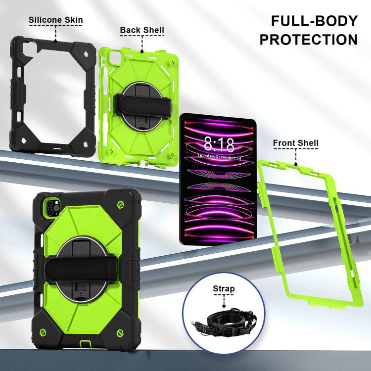 For iPad Air 5 / 4 / Pro 11 Contrast Color Robot Silicone Hybrid PC Tablet Case(Black Yellow Green) - iPad Pro 11 (2022/2021) Cases by buy2fix | Online Shopping UK | buy2fix