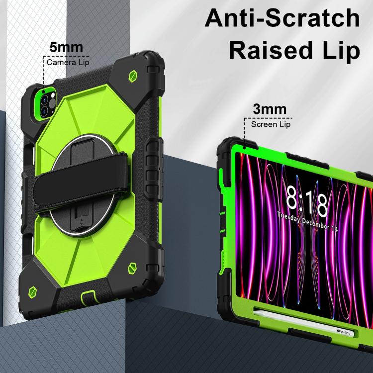 For iPad Air 5 / 4 / Pro 11 Contrast Color Robot Silicone Hybrid PC Tablet Case(Black Yellow Green) - iPad Pro 11 (2022/2021) Cases by buy2fix | Online Shopping UK | buy2fix