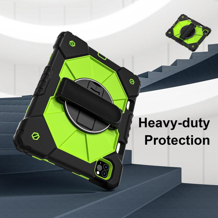 For iPad Air 5 / 4 / Pro 11 Contrast Color Robot Silicone Hybrid PC Tablet Case(Black Yellow Green) - iPad Pro 11 (2022/2021) Cases by buy2fix | Online Shopping UK | buy2fix