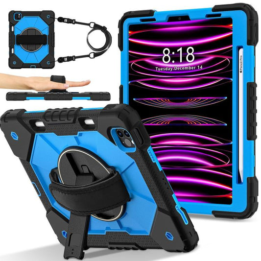 For iPad Air 5 / 4 / Pro 11 Contrast Color Robot Silicone Hybrid PC Tablet Case(Black Blue) - iPad Pro 11 (2022/2021) Cases by buy2fix | Online Shopping UK | buy2fix