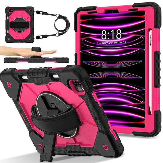 For iPad Air 5 / 4 / Pro 11 Contrast Color Robot Silicone Hybrid PC Tablet Case(Black Rose Red) - iPad Pro 11 (2022/2021) Cases by buy2fix | Online Shopping UK | buy2fix