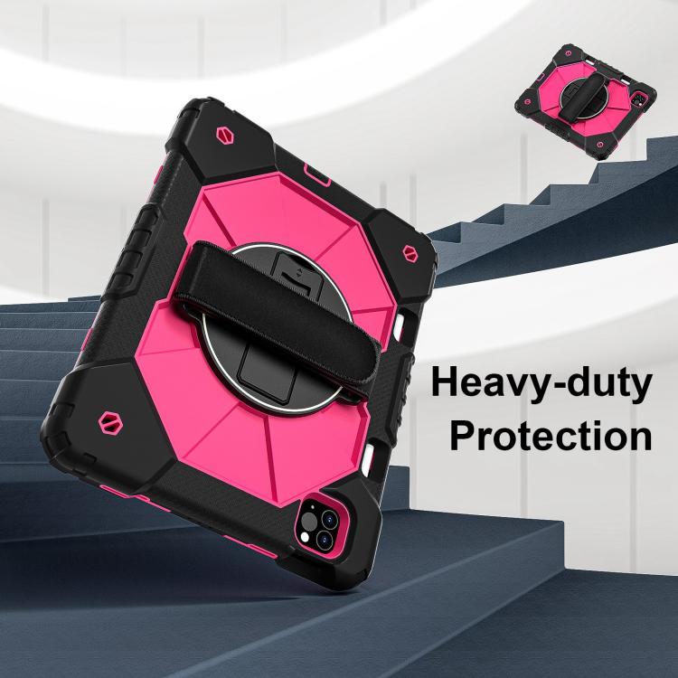 For iPad Air 5 / 4 / Pro 11 Contrast Color Robot Silicone Hybrid PC Tablet Case(Black Rose Red) - iPad Pro 11 (2022/2021) Cases by buy2fix | Online Shopping UK | buy2fix
