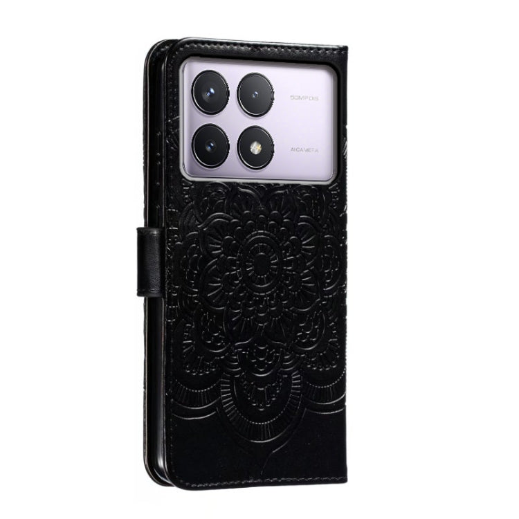 For Xiaomi Redmi K70 Sun Mandala Embossing Pattern Phone Leather Case(Black) - Xiaomi Cases by buy2fix | Online Shopping UK | buy2fix