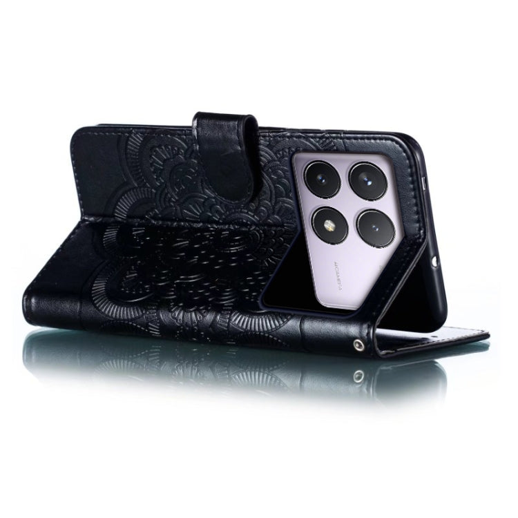 For Xiaomi Redmi K70 Sun Mandala Embossing Pattern Phone Leather Case(Black) - Xiaomi Cases by buy2fix | Online Shopping UK | buy2fix