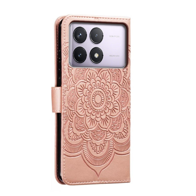 For Xiaomi Redmi K70 Sun Mandala Embossing Pattern Phone Leather Case(Rose Gold) - Xiaomi Cases by buy2fix | Online Shopping UK | buy2fix