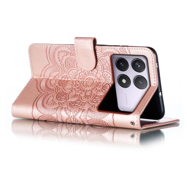 For Xiaomi Redmi K70 Sun Mandala Embossing Pattern Phone Leather Case(Rose Gold) - Xiaomi Cases by buy2fix | Online Shopping UK | buy2fix