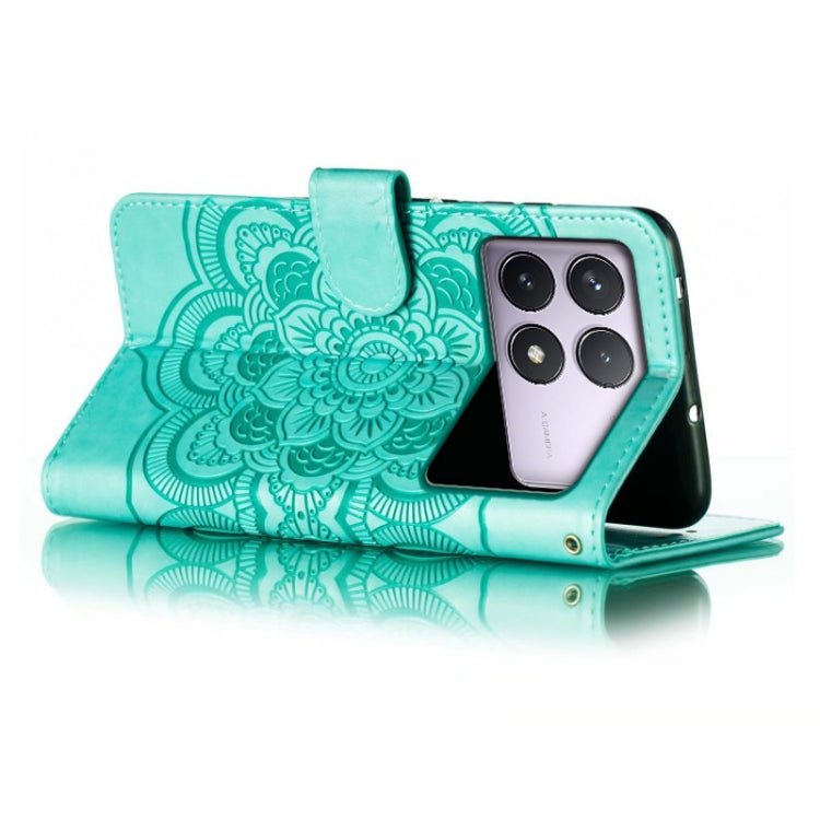 For Xiaomi Redmi K70 Sun Mandala Embossing Pattern Phone Leather Case(Green) - Xiaomi Cases by buy2fix | Online Shopping UK | buy2fix