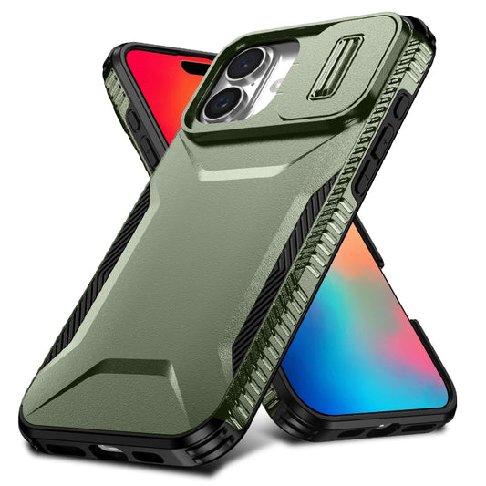For iPhone 16 Plus Sliding Camshield Phone Case(Alpine Green) by buy2fix