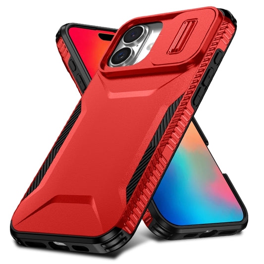 For iPhone 16 Plus Sliding Camshield Phone Case(Red) by buy2fix