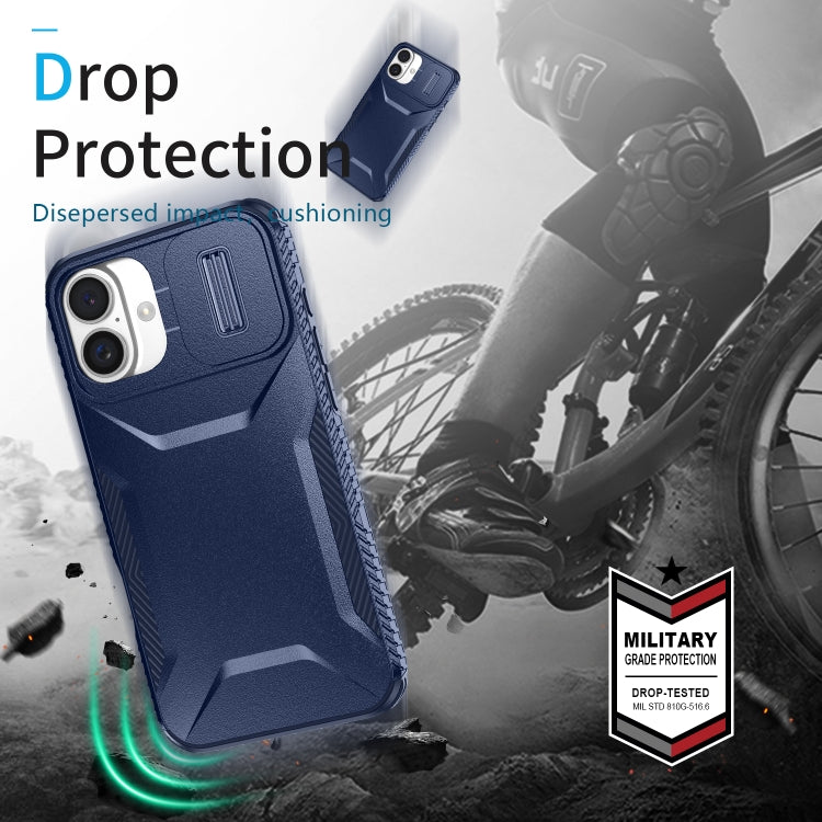 For iPhone 16 Plus Sliding Camshield Phone Case(Blue) by buy2fix