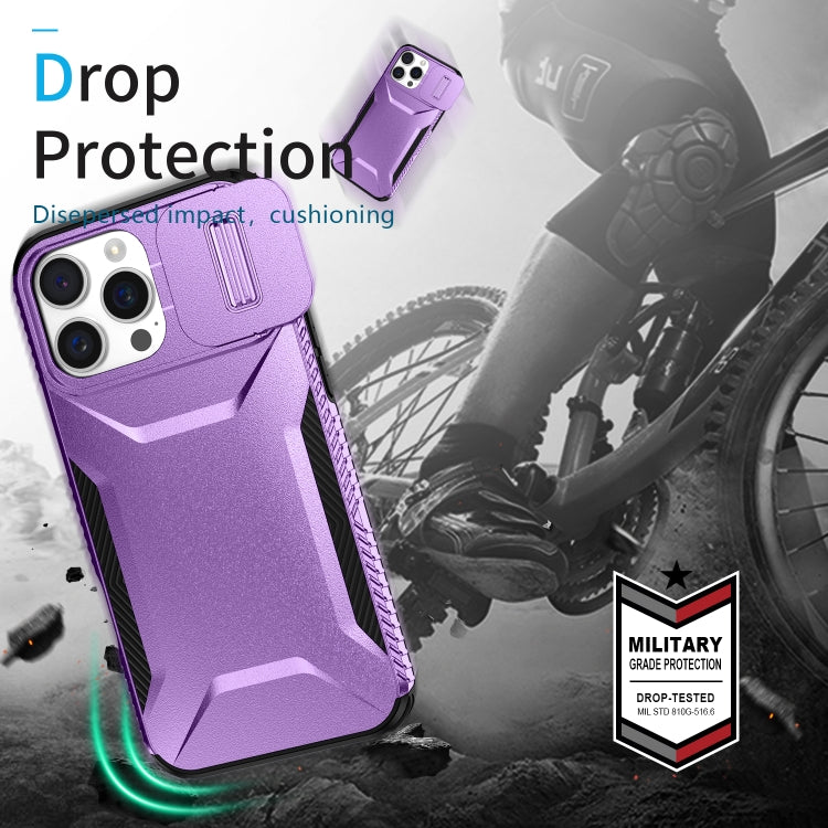 For iPhone 16 Pro Max Sliding Camshield Phone Case(Purple) by buy2fix