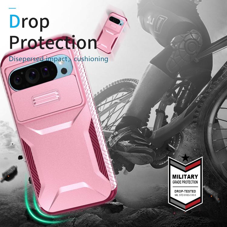For Google Pixel 10 Pro / 10 / 9 Pro Sliding Camshield Phone Case(Pink + Rose Red) - Google Cases by buy2fix | Online Shopping UK | buy2fix