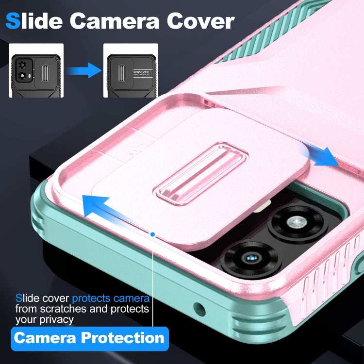 For Motorola Moto G 5G 2024 Sliding Camshield Phone Case(Pink + Grey Green) by buy2fix