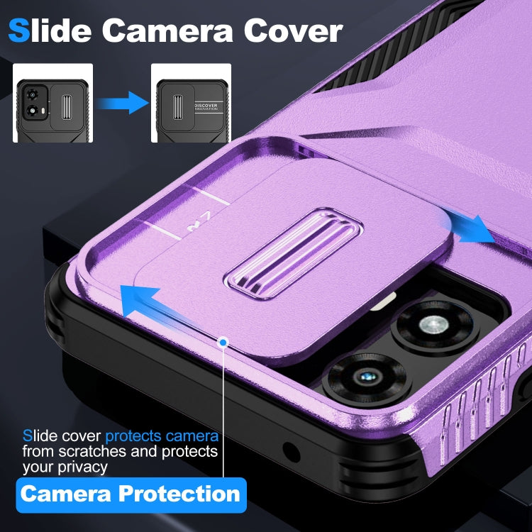 For Motorola Moto G 5G 2024 Sliding Camshield Phone Case(Purple) by buy2fix