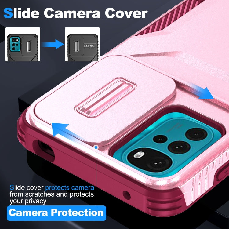 For Motorola Moto G22 2024 Sliding Camshield Phone Case(Pink + Rose Red) by buy2fix