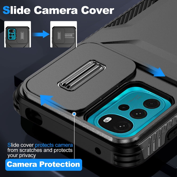 For Motorola Moto G22 2024 Sliding Camshield Phone Case(Black) by buy2fix