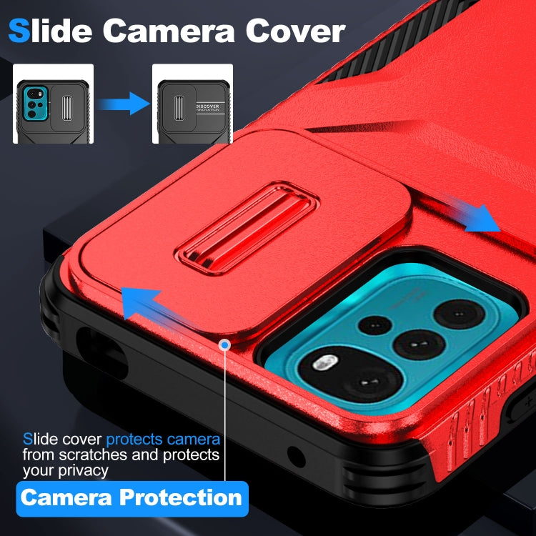 For Motorola Moto G22 2024 Sliding Camshield Phone Case(Red) by buy2fix