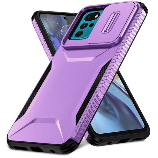 For Motorola Moto G22 2024 Sliding Camshield Phone Case(Purple) by buy2fix