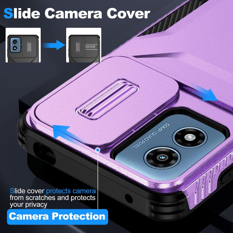For Motorola Moto G Play 4G 2024 Sliding Camshield Phone Case(Purple) by buy2fix
