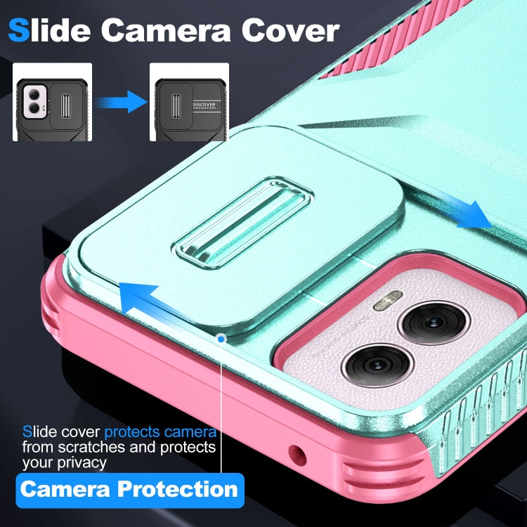 For Motorola Moto G Power 5G 2024 Sliding Camshield Phone Case(Grey Green + Pink) by buy2fix