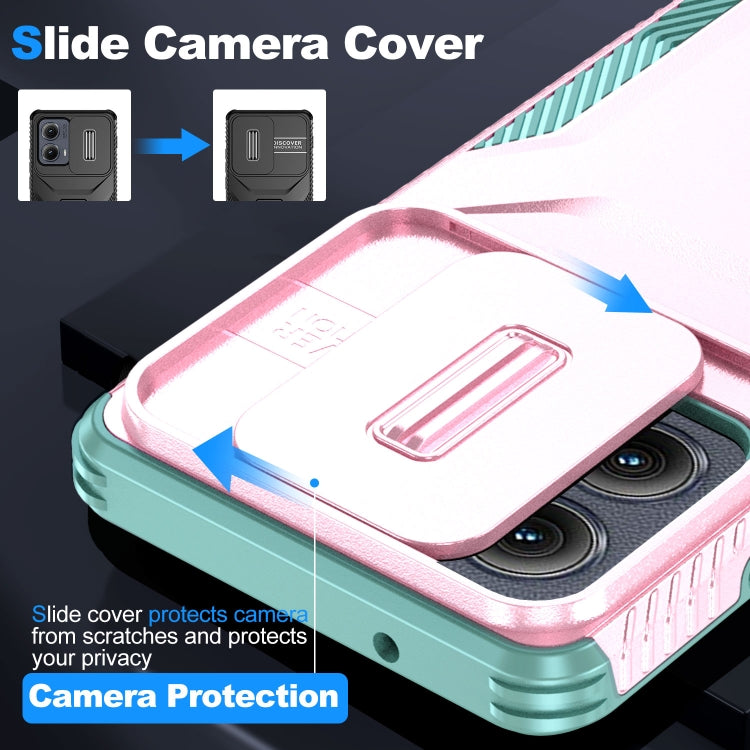For Motorola Edge 5G 2024 Sliding Camshield Phone Case(Pink + Grey Green) by buy2fix