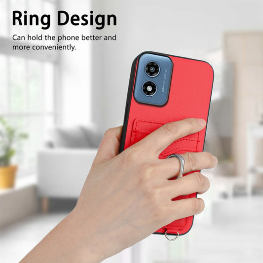 For Motorola Moto G Play 2024 4G R20 Crossbody Rope Ring Card Holder Phone Case(Red) by buy2fix