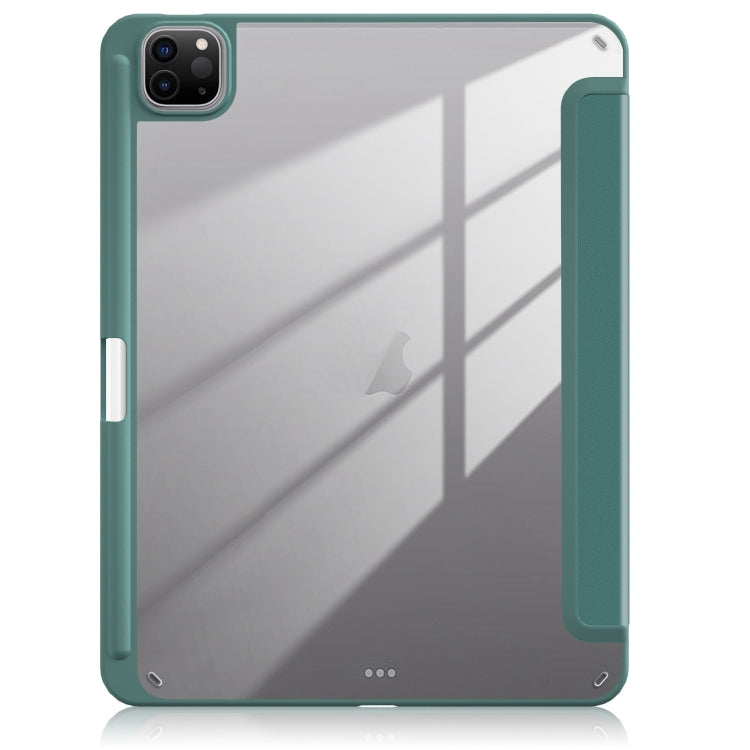 For iPad Air 11 2024 / Pro 11 2022 Acrylic 3-Fold Smart Leather Tablet Case(Deep Green) - iPad Air 11 2025 / 2024 Cases by buy2fix | Online Shopping UK | buy2fix