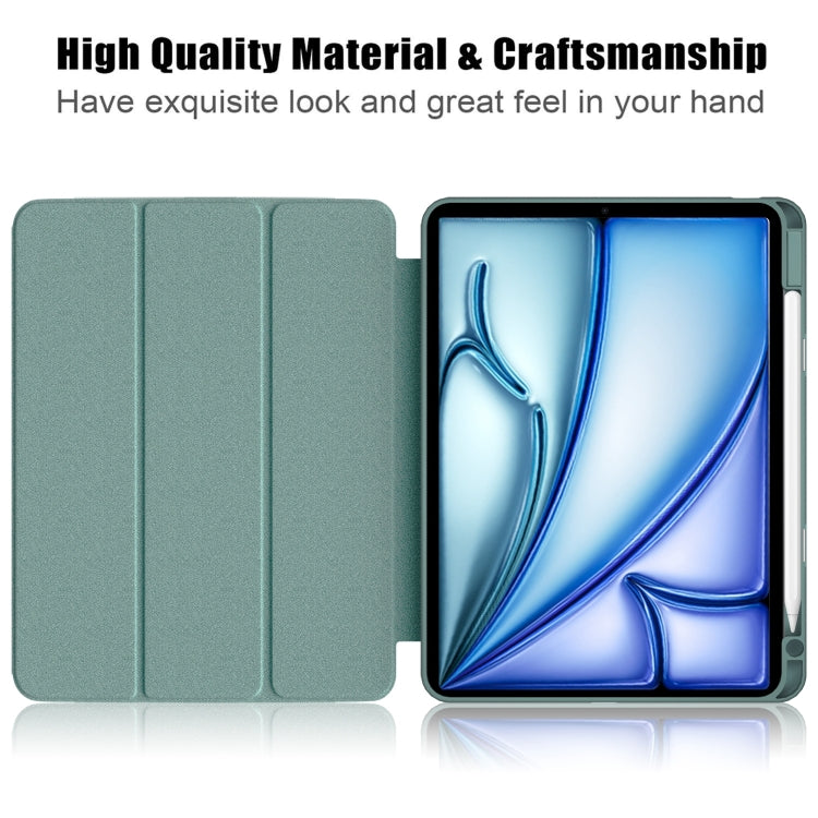For iPad Air 11 2024 / Pro 11 2022 Acrylic 3-Fold Smart Leather Tablet Case(Deep Green) - iPad Air 11 2025 / 2024 Cases by buy2fix | Online Shopping UK | buy2fix