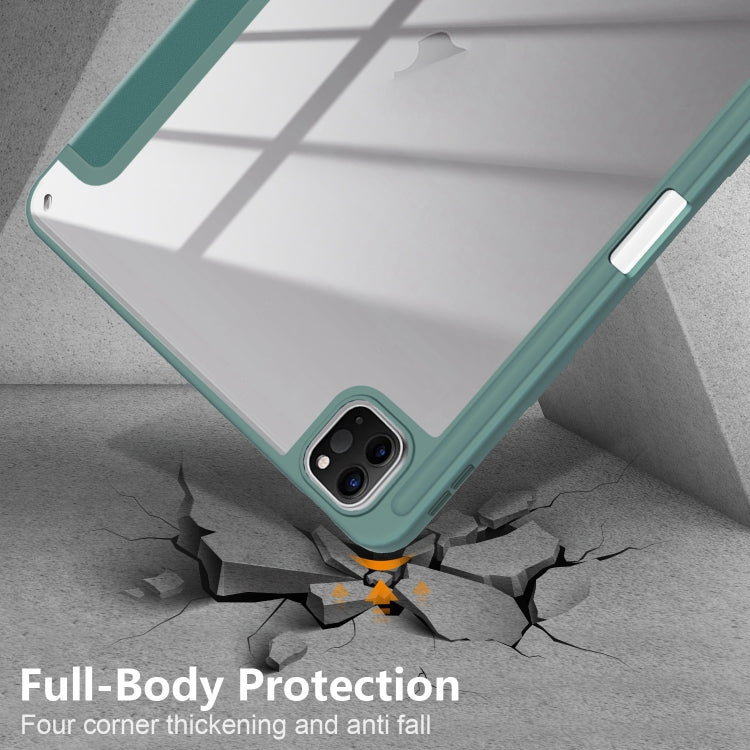 For iPad Air 11 2024 / Pro 11 2022 Acrylic 3-Fold Smart Leather Tablet Case(Deep Green) - iPad Air 11 2025 / 2024 Cases by buy2fix | Online Shopping UK | buy2fix