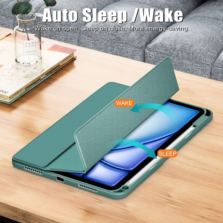 For iPad Air 11 2024 / Pro 11 2022 Acrylic 3-Fold Smart Leather Tablet Case(Deep Green) - iPad Air 11 2025 / 2024 Cases by buy2fix | Online Shopping UK | buy2fix